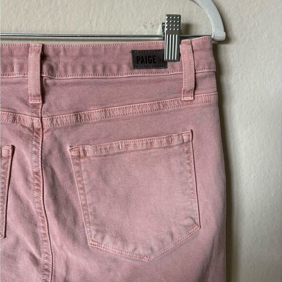Paige Hoxton Pink Jeans Straight Leg Ankle Stretchy Raw Crop Ankle Size 28 - Picture 10 of 10